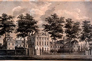 Illustration of Pennsylvania hospital circa 1780s